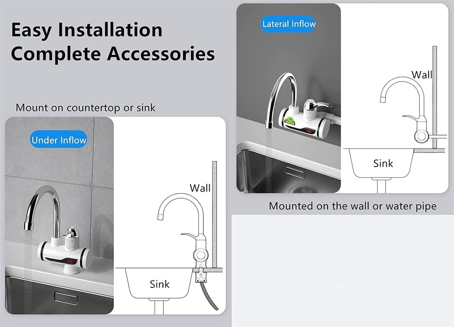 Electric Water Heater And Tankless Fast Water Heating Tap Instant Hot Kitchen Faucet